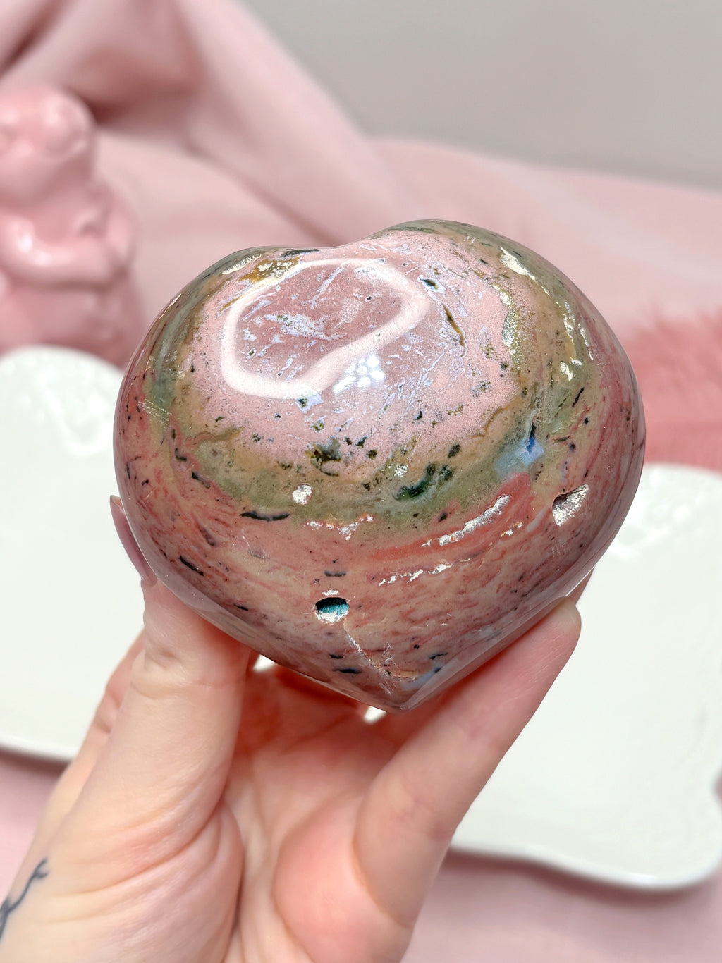 Pink & Red Sea Jasper Heart