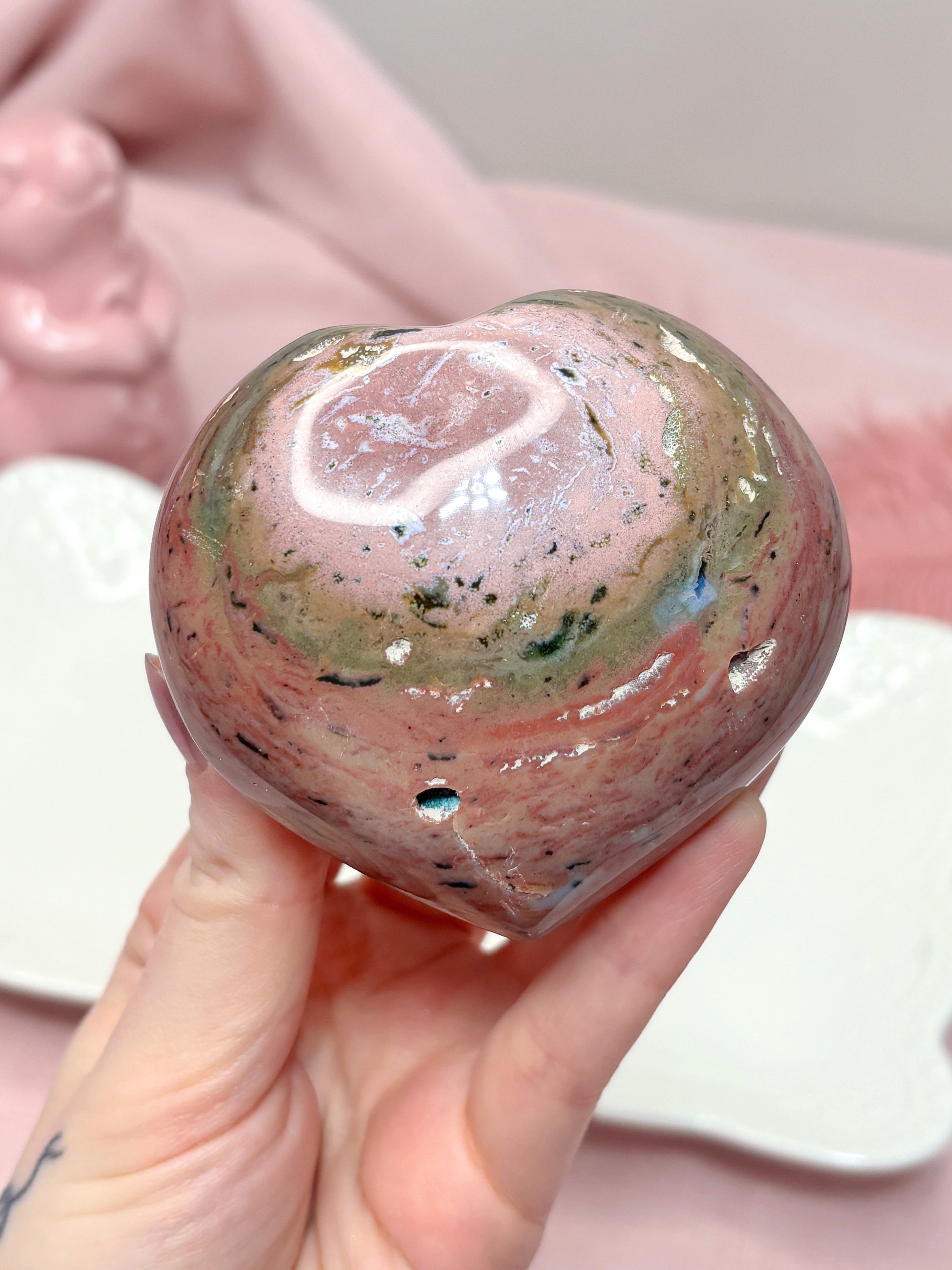 Pink & Red Sea Jasper Heart