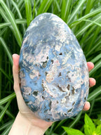 Huge Ocean Jasper Freeform, Polished Blue & Pink Sea Jasper Cut Base