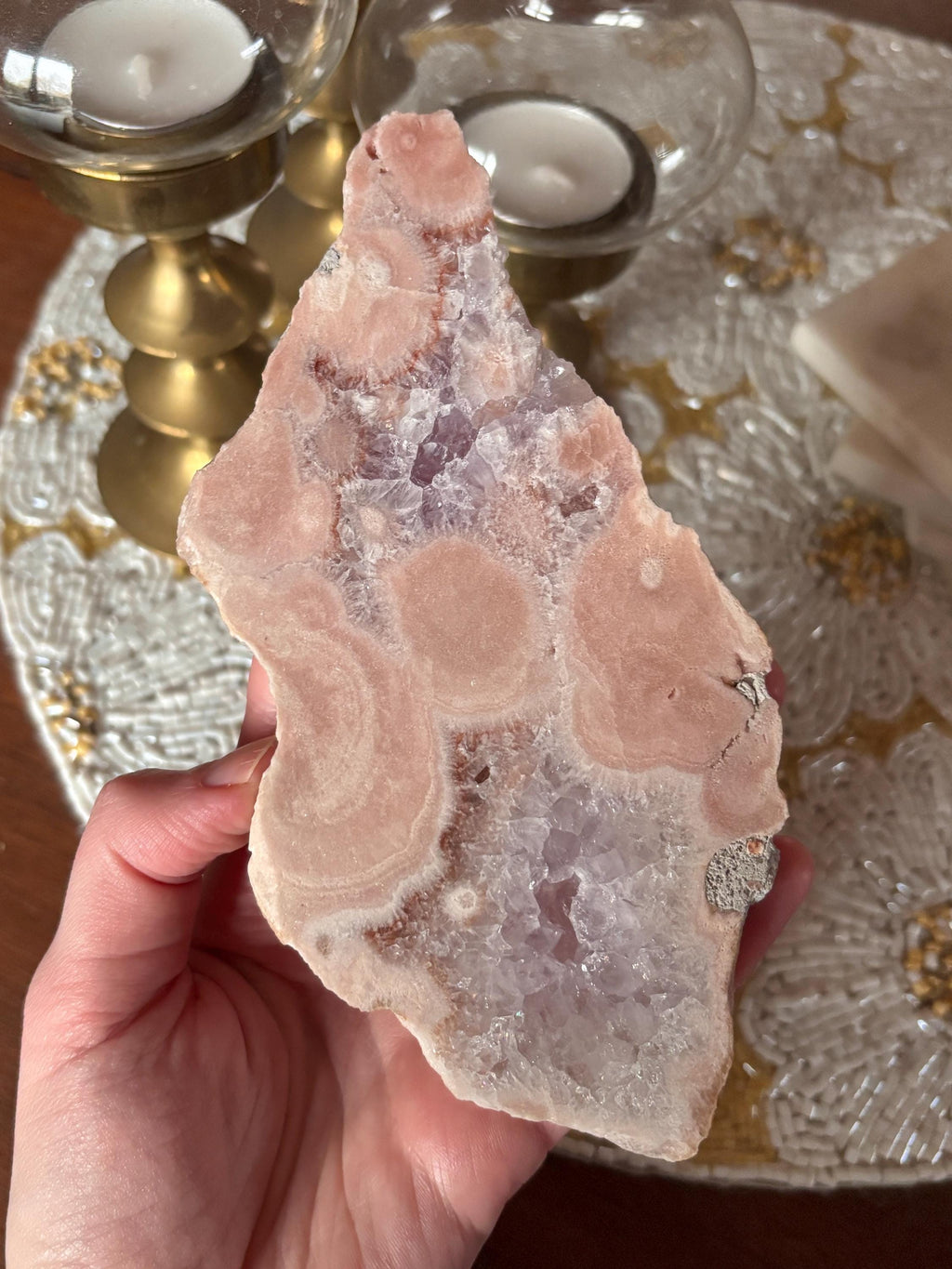 Pink Amethyst Flower Agate Slab