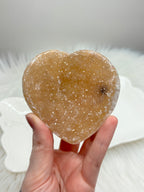 Yellow Amethyst Heart, Raw Rainbow Sugar Amethyst Crystal