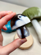 Orca Agate Mushroom Crystal, Hand Carved Natural Gemstone Mushroom
