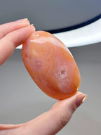 Peach Carnelian Flower Agate Palmstone
