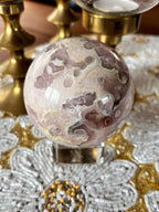 Large Pink Amethyst with Yellow Flower Agate Sphere