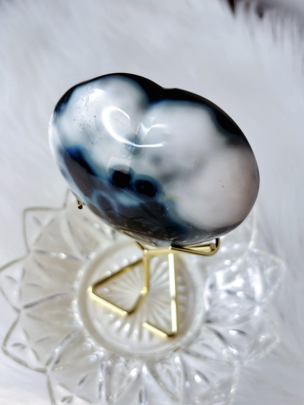 Natural Blue Orca Agate Heart