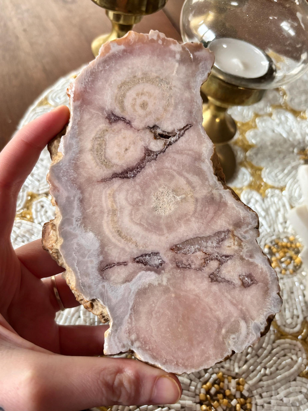 Pink Amethyst Flower Agate Slab