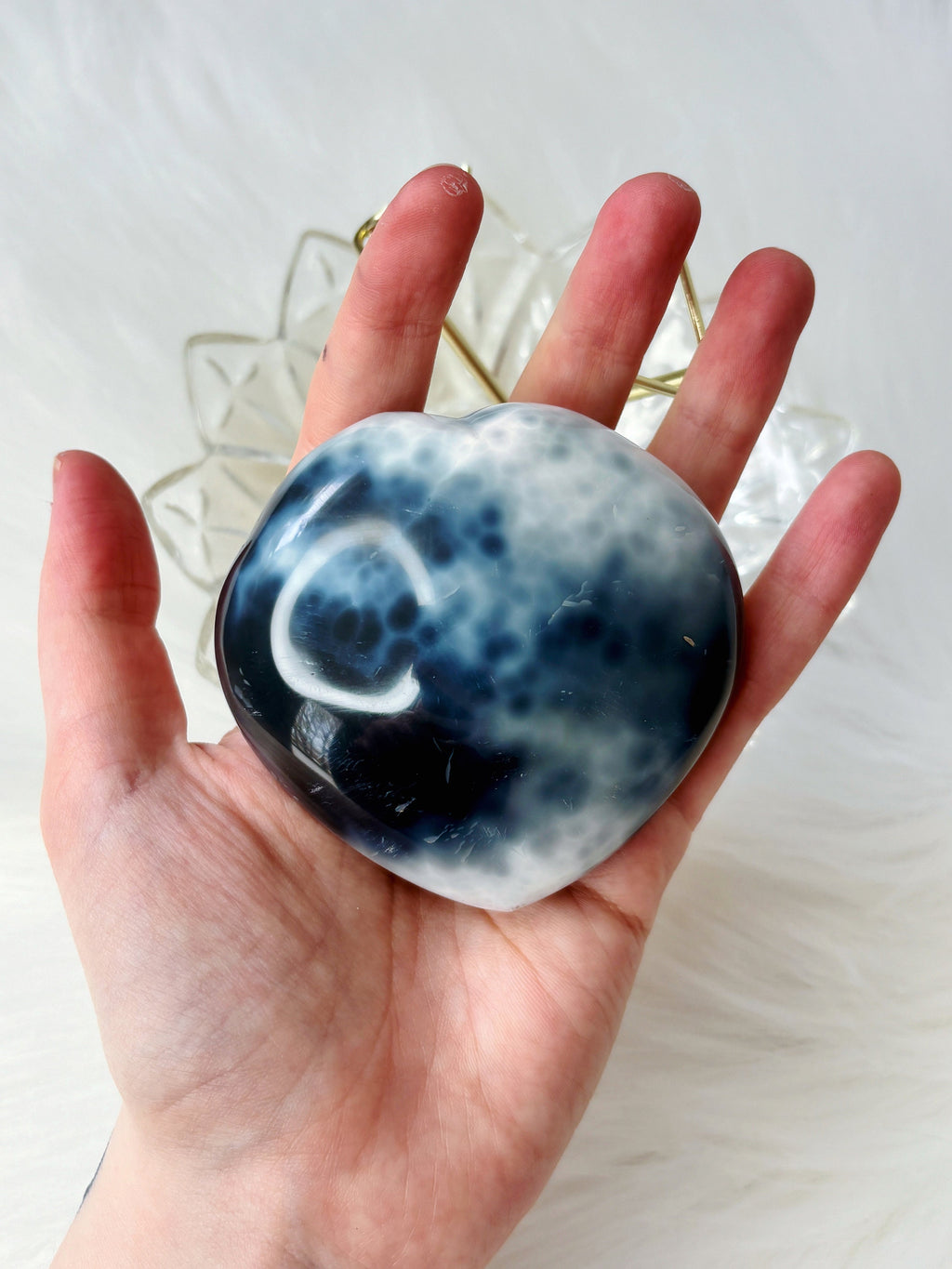Orca Agate Crystal Heart