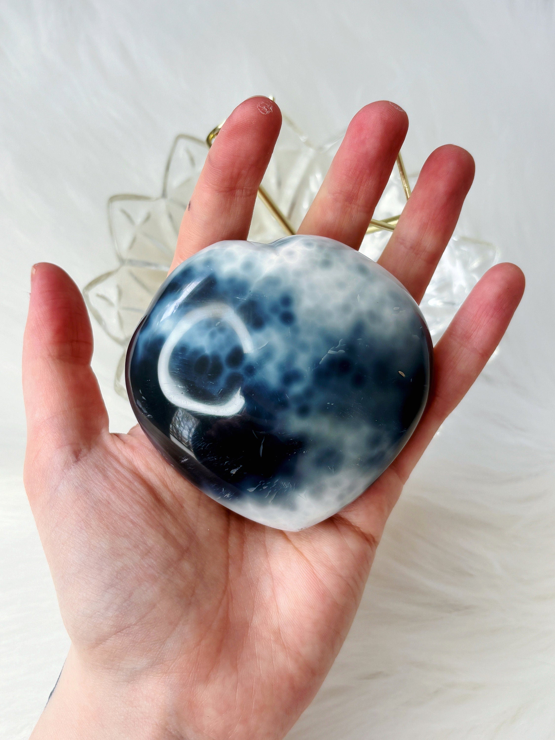 Orca Agate Crystal Heart