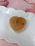 Yellow Amethyst Heart, Raw Rainbow Sugar Amethyst Crystal