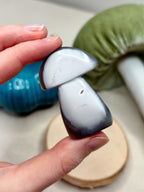 Orca Agate Mushroom Crystal, Hand Carved Natural Gemstone Mushroom