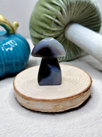 Orca Agate Mushroom Crystal, Hand Carved Natural Gemstone Mushroom