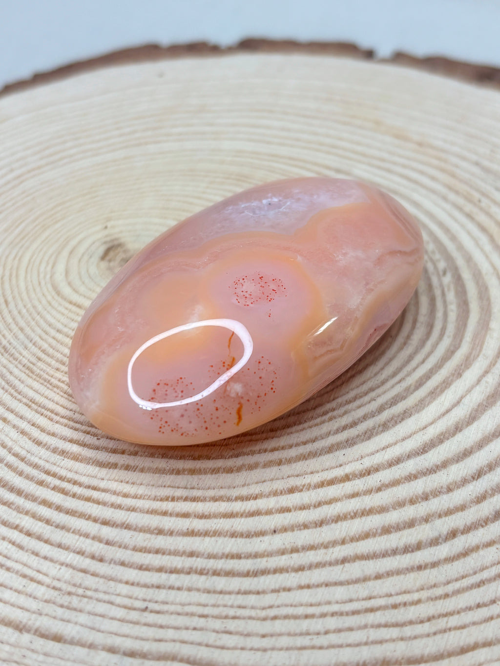 Peach Carnelian Flower Agate Palmstone