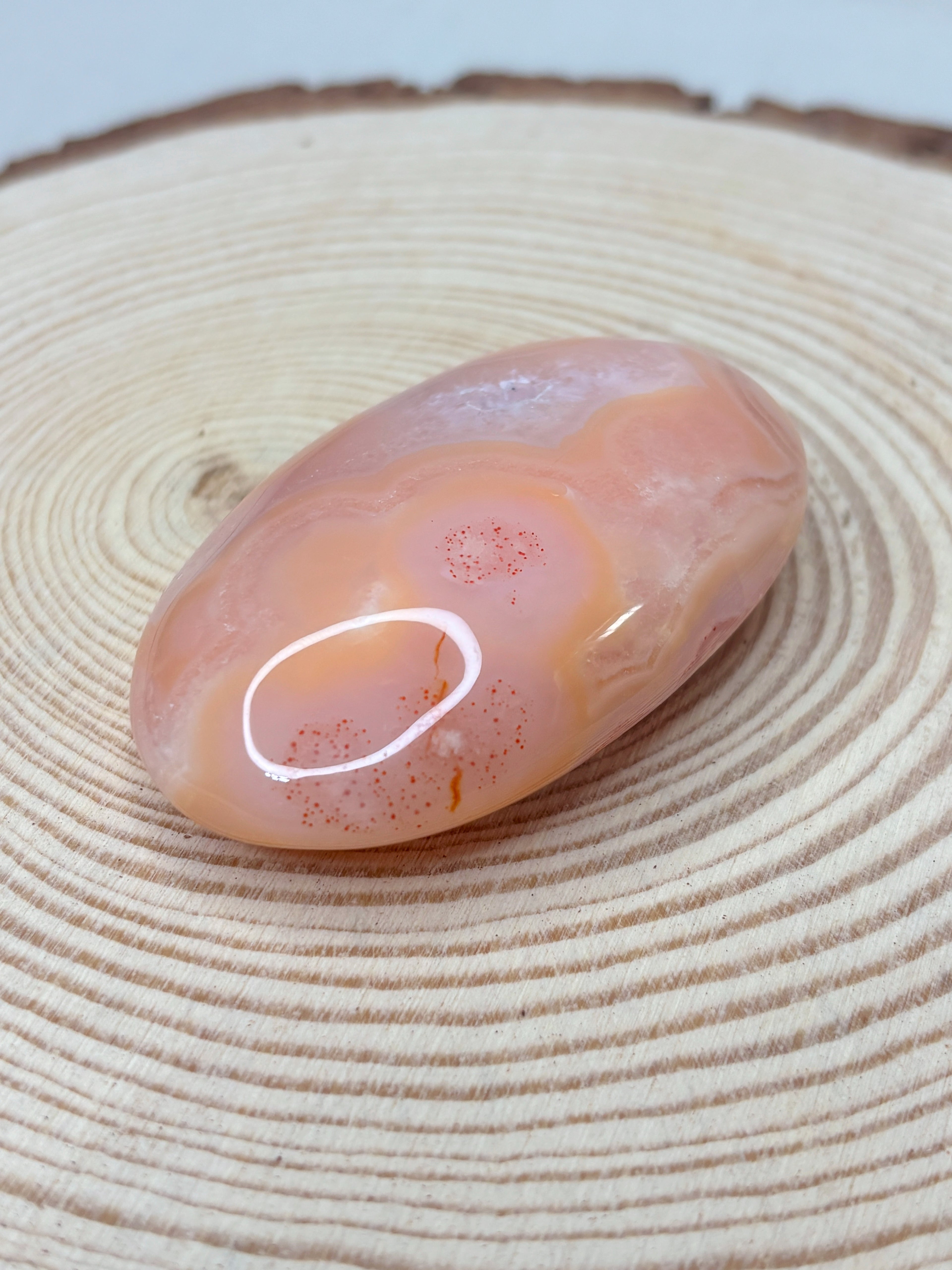 Peach Carnelian Flower Agate Palmstone