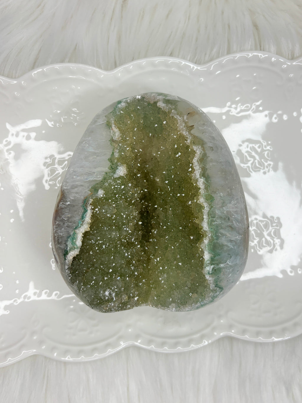 Green Amethyst Crystal with Quartz Matrix, Raw Rainbow Amethyst