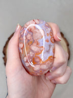 Pink Carnelian Flower Agate Palmstone