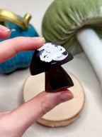 Orca Agate Mushroom Crystal, Hand Carved Natural Gemstone Mushroom