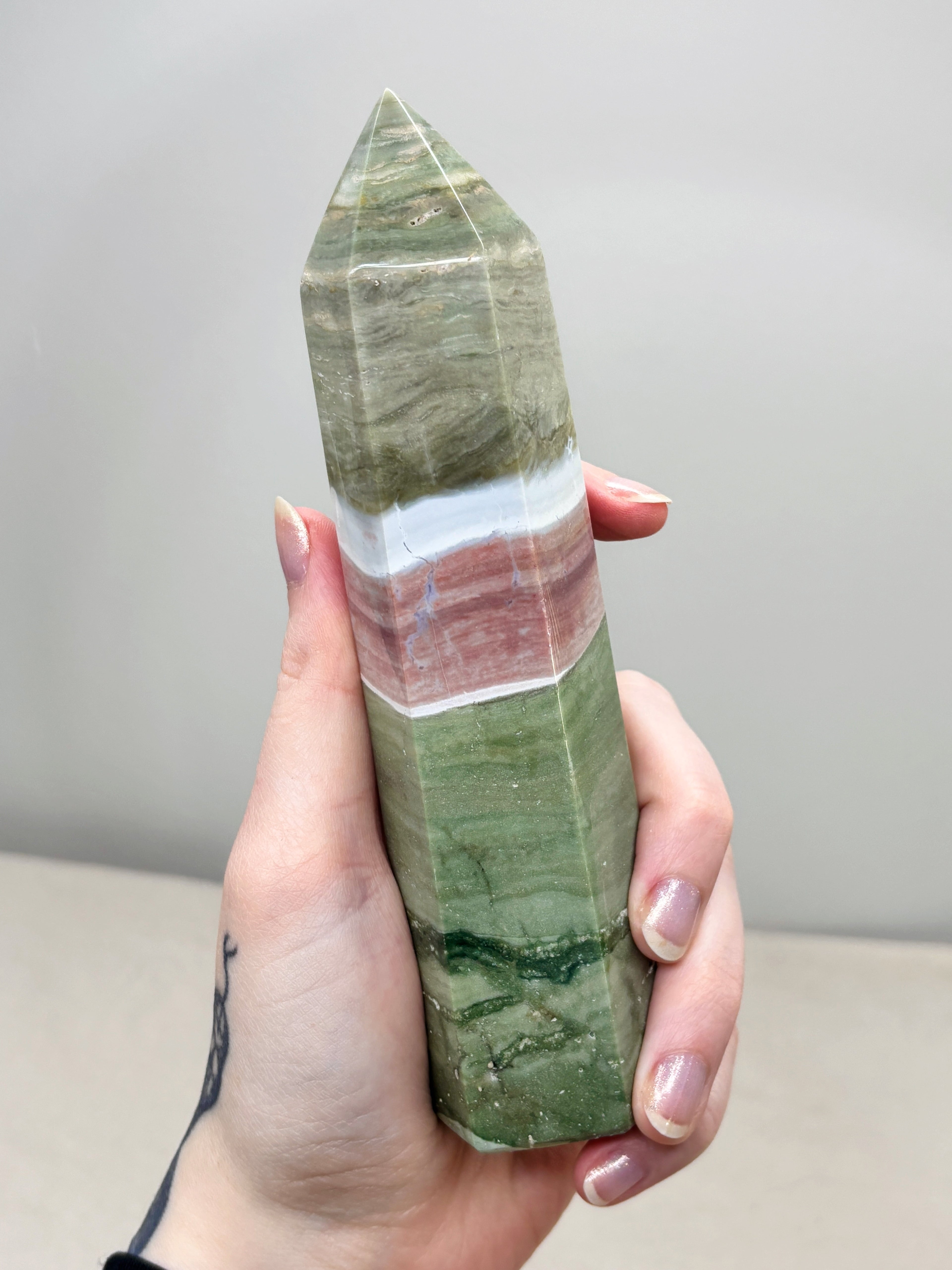 Large Pastel Ocean Jasper Tower