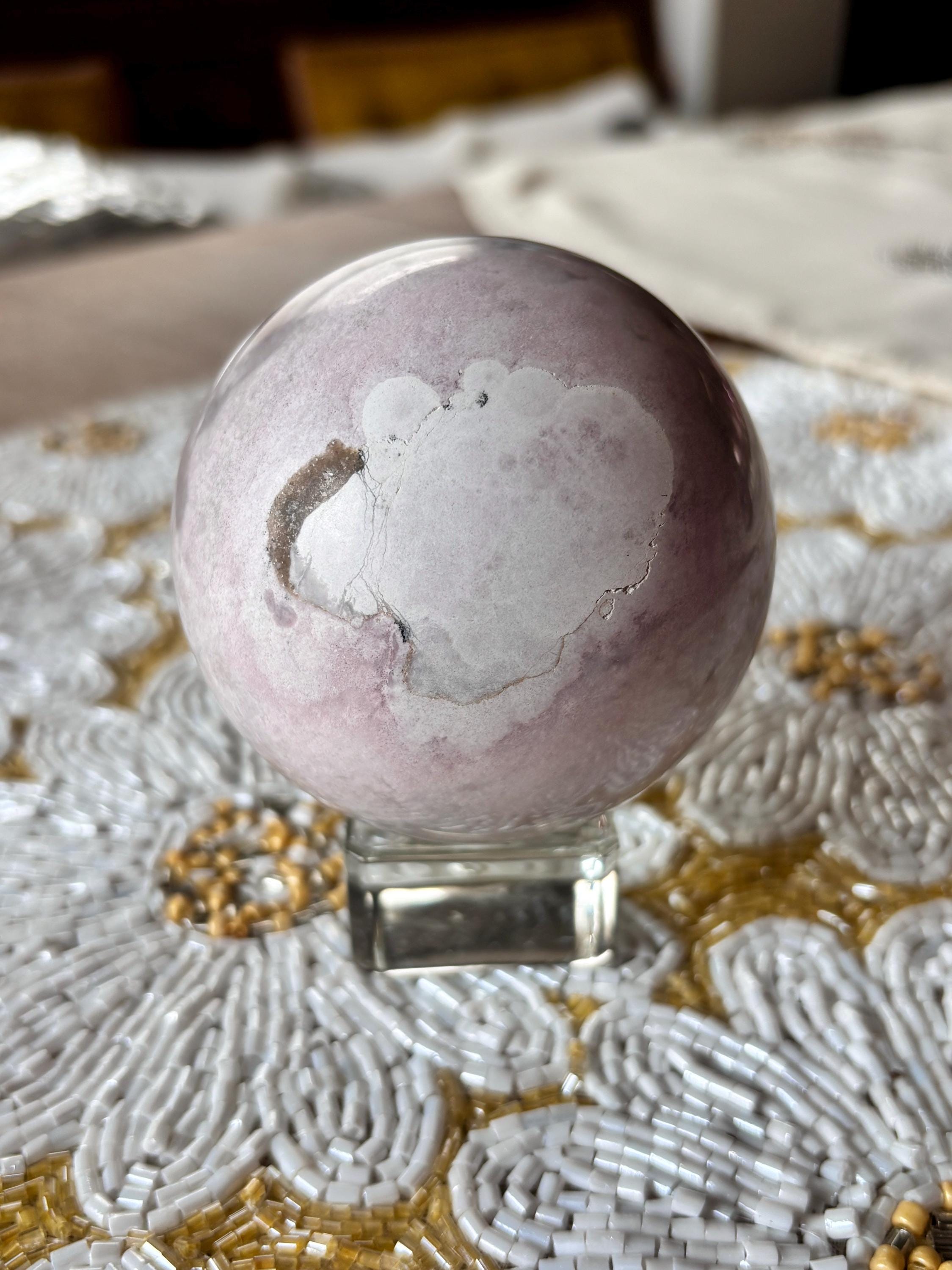 Unique Pink Amethyst Flower Agate Sphere