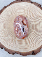 Pink Carnelian Flower Agate Palmstone