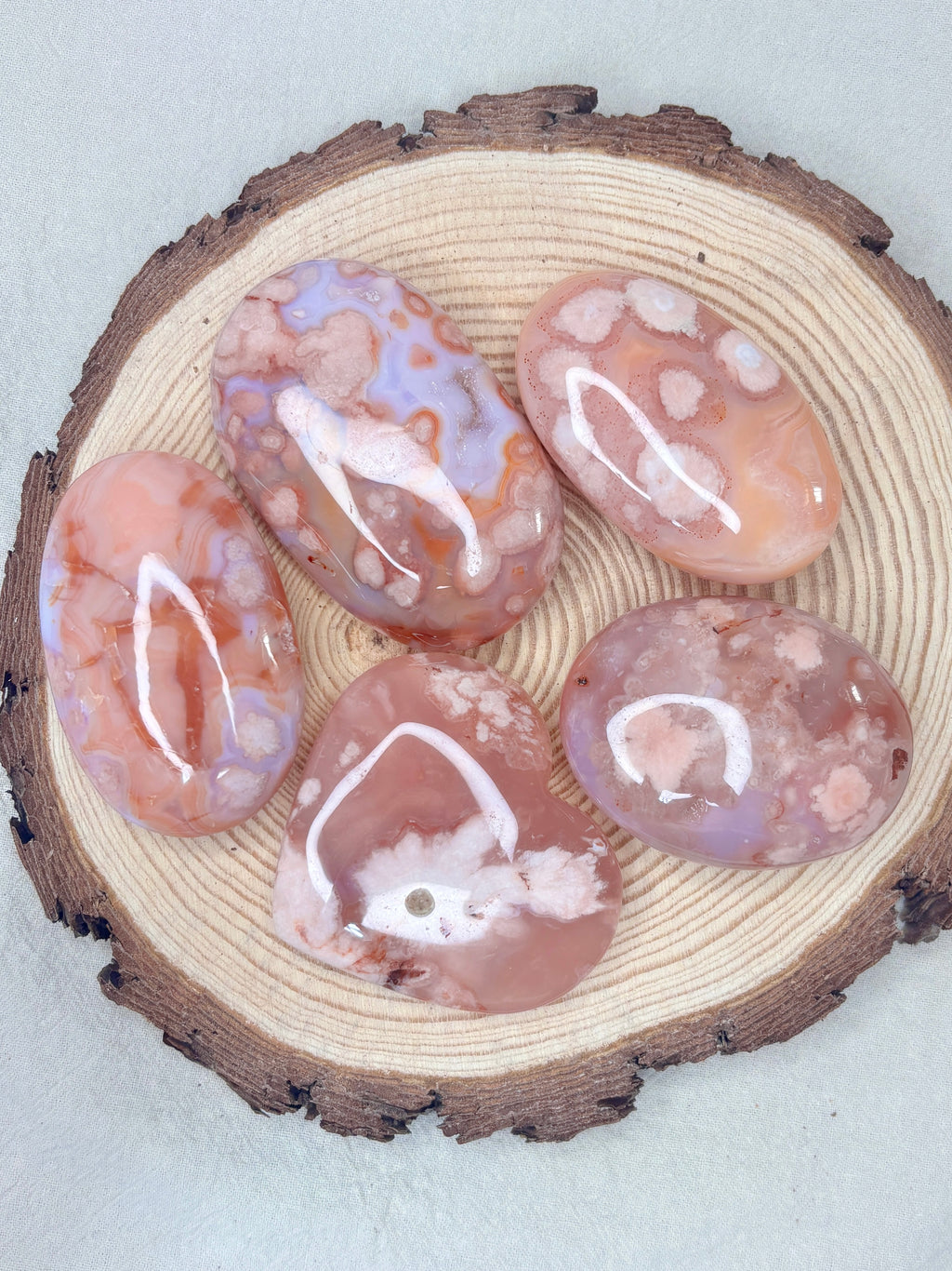 Peach Carnelian Flower Agate Palmstone
