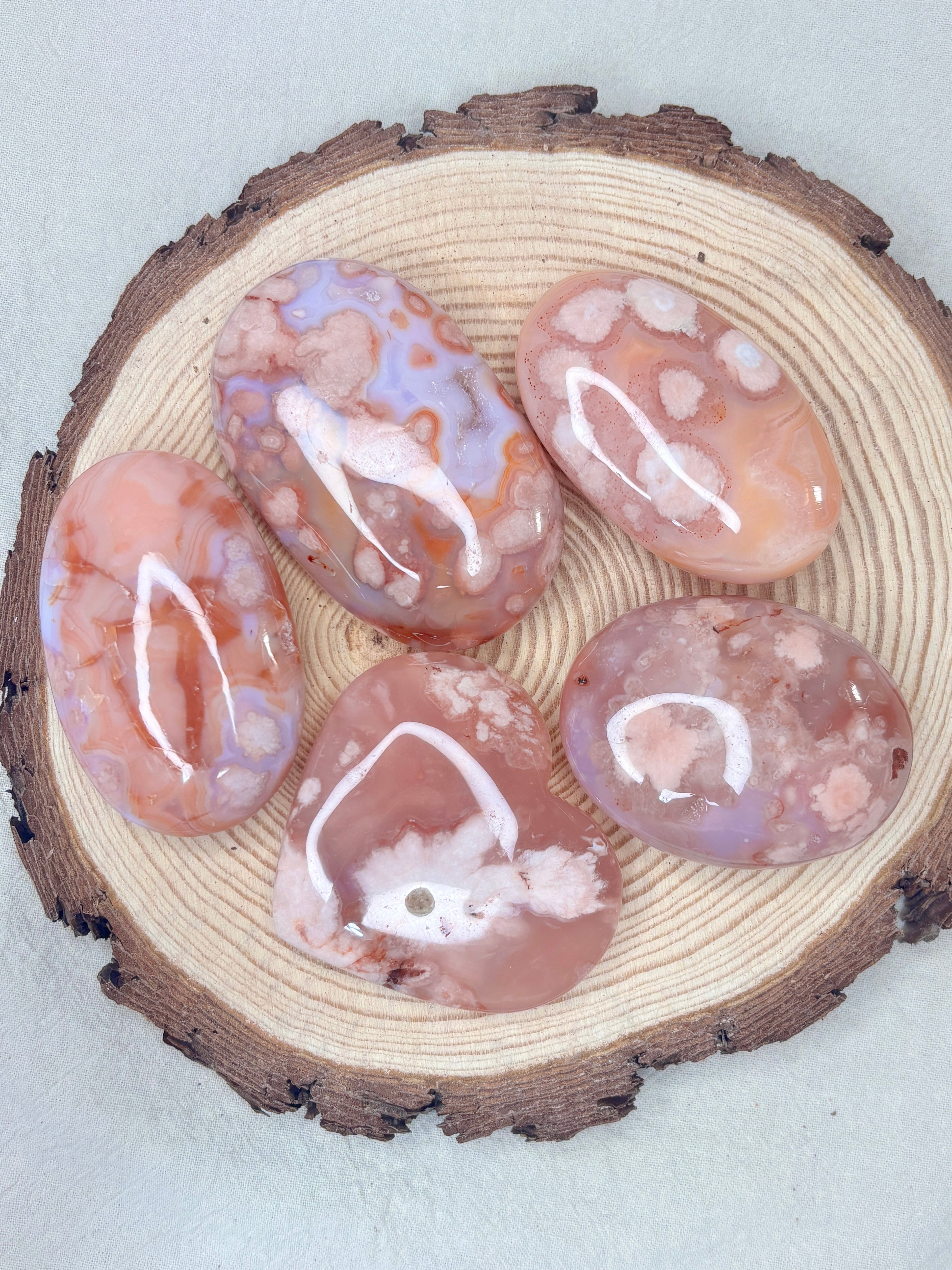 Pink Carnelian Flower Agate Heart