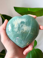 Large Green Moonstone (Garnierite) Crystal Heart