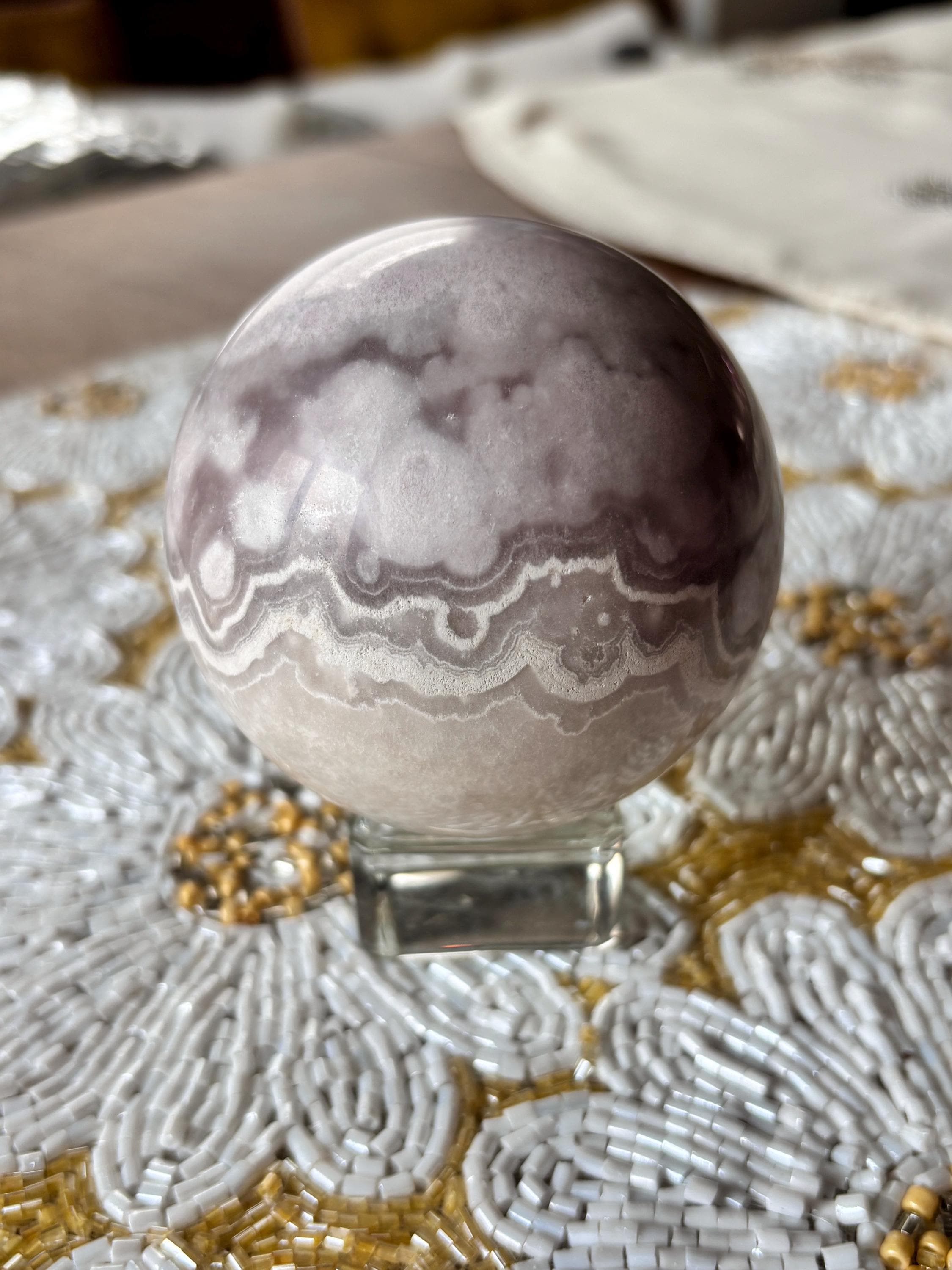 Unique Pink Amethyst Flower Agate Sphere