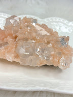 Peach Stilbite with Diamond Apophyllite, Raw Mineral Specimen