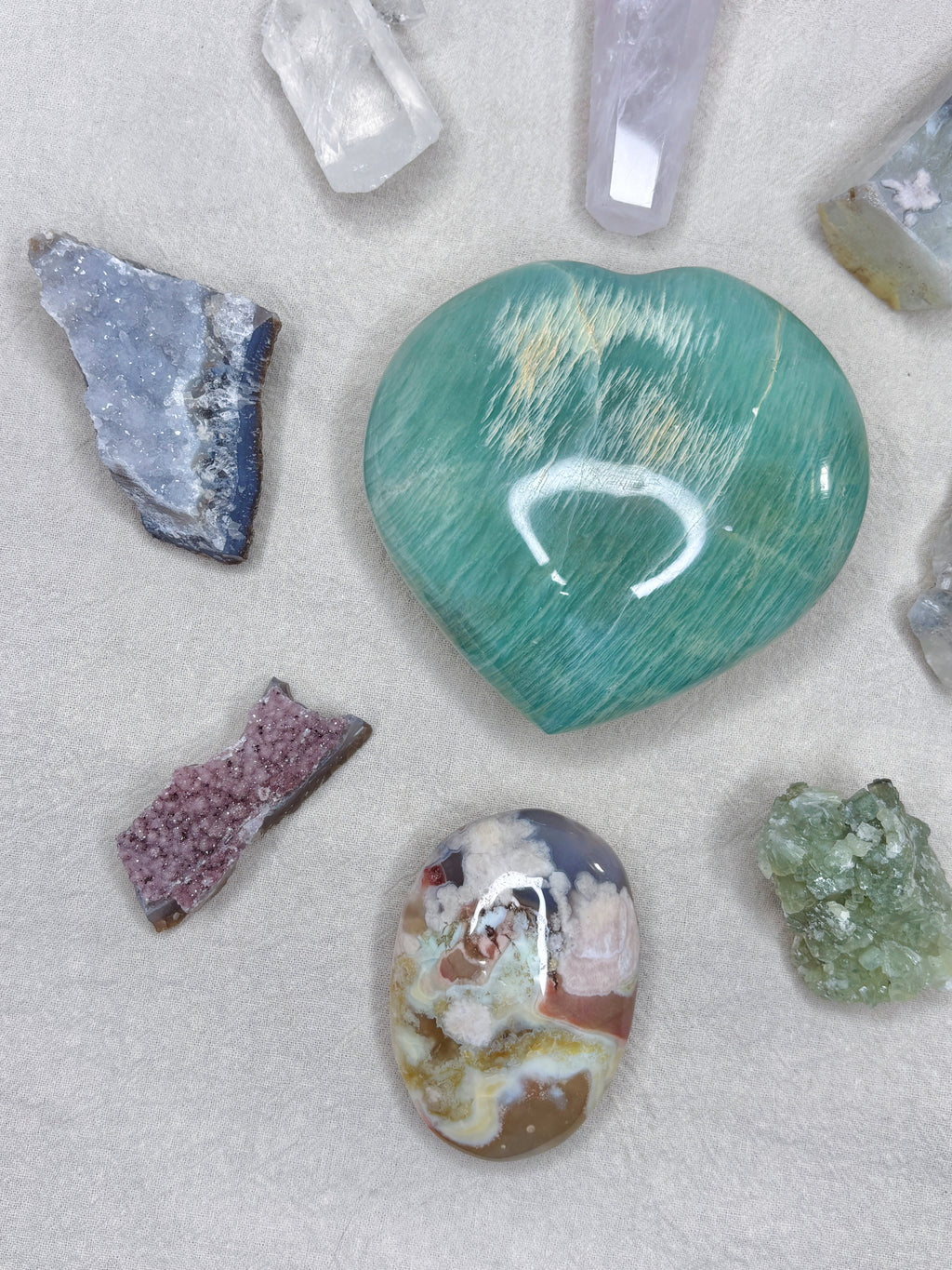 Large Green Moonstone Heart