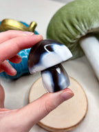 Orca Agate Mushroom Crystal, Hand Carved Natural Gemstone Mushroom