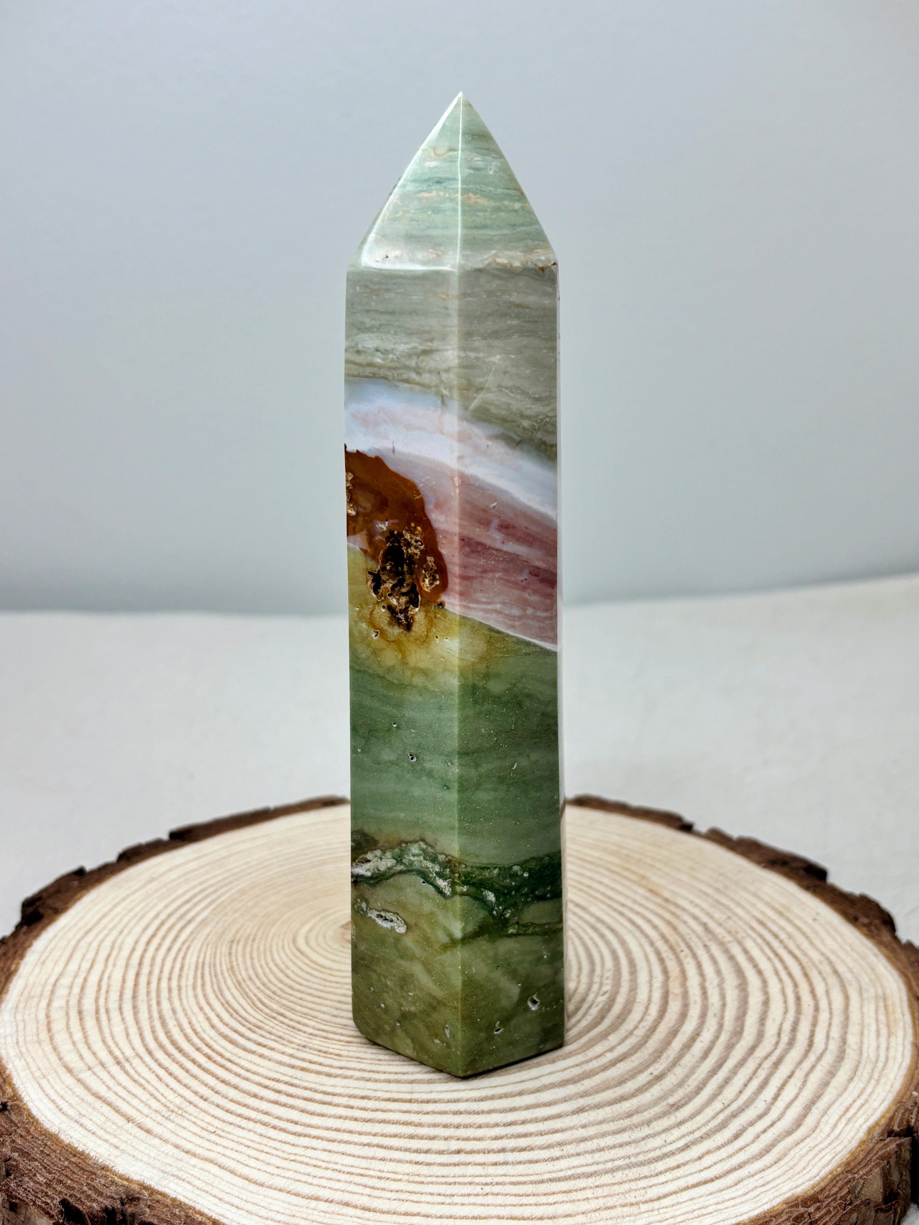 Large Pastel Ocean Jasper Tower