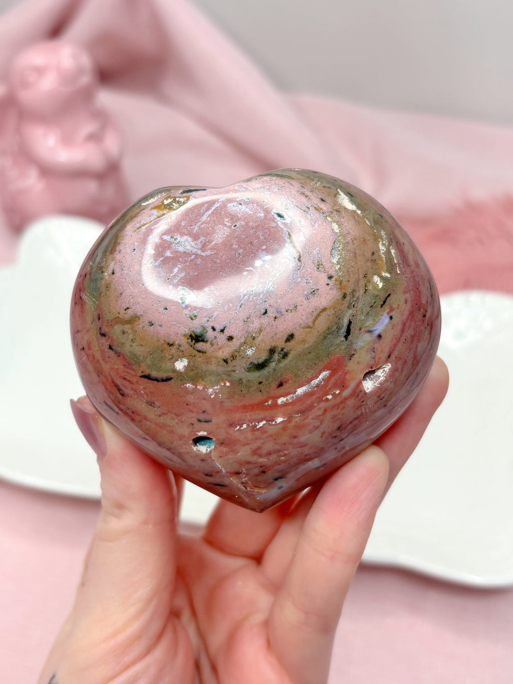 Pink & Red Sea Jasper Heart