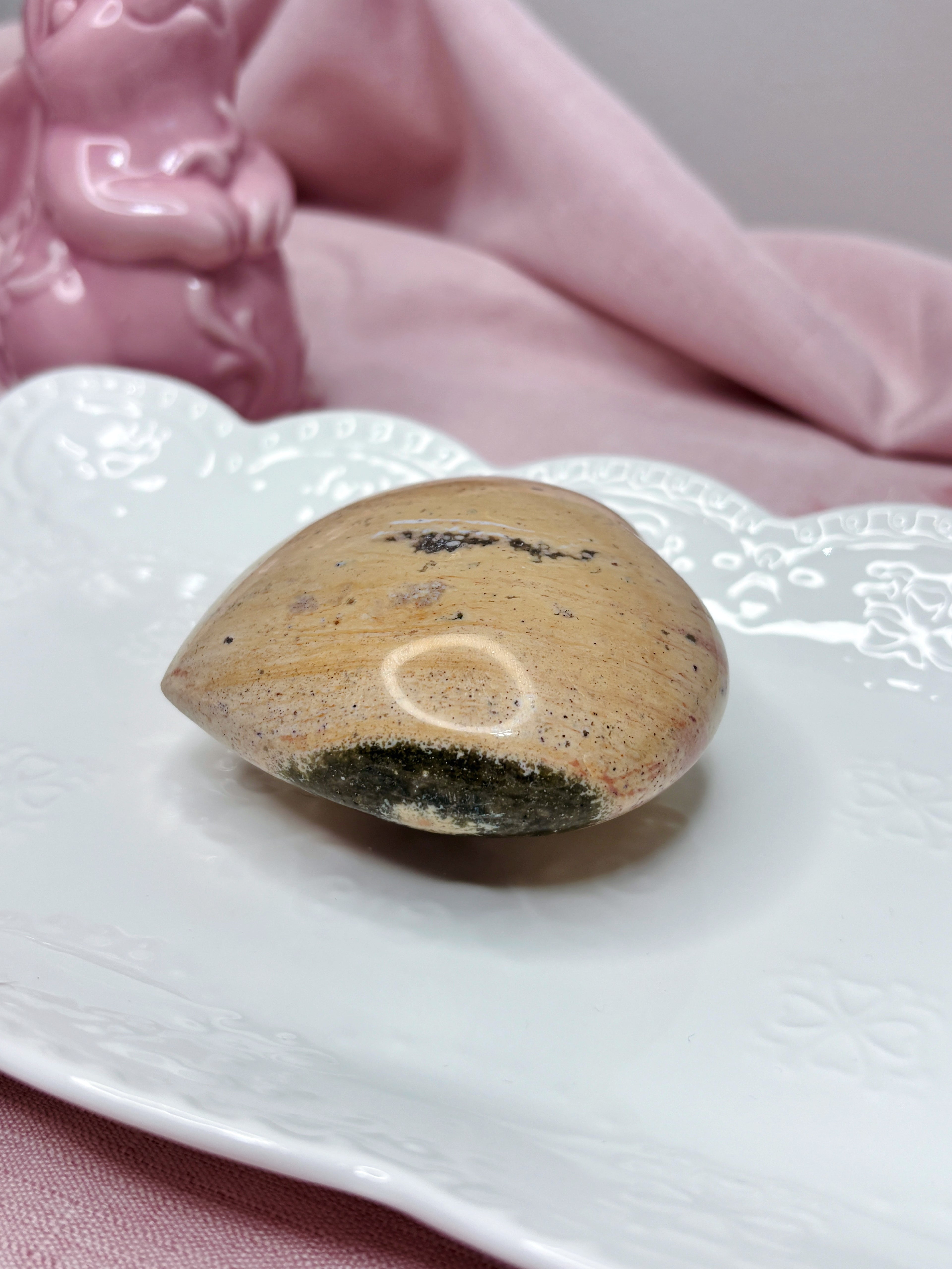 Yellow Sea Jasper Heart, Pastel Rainbow Ocean Jasper