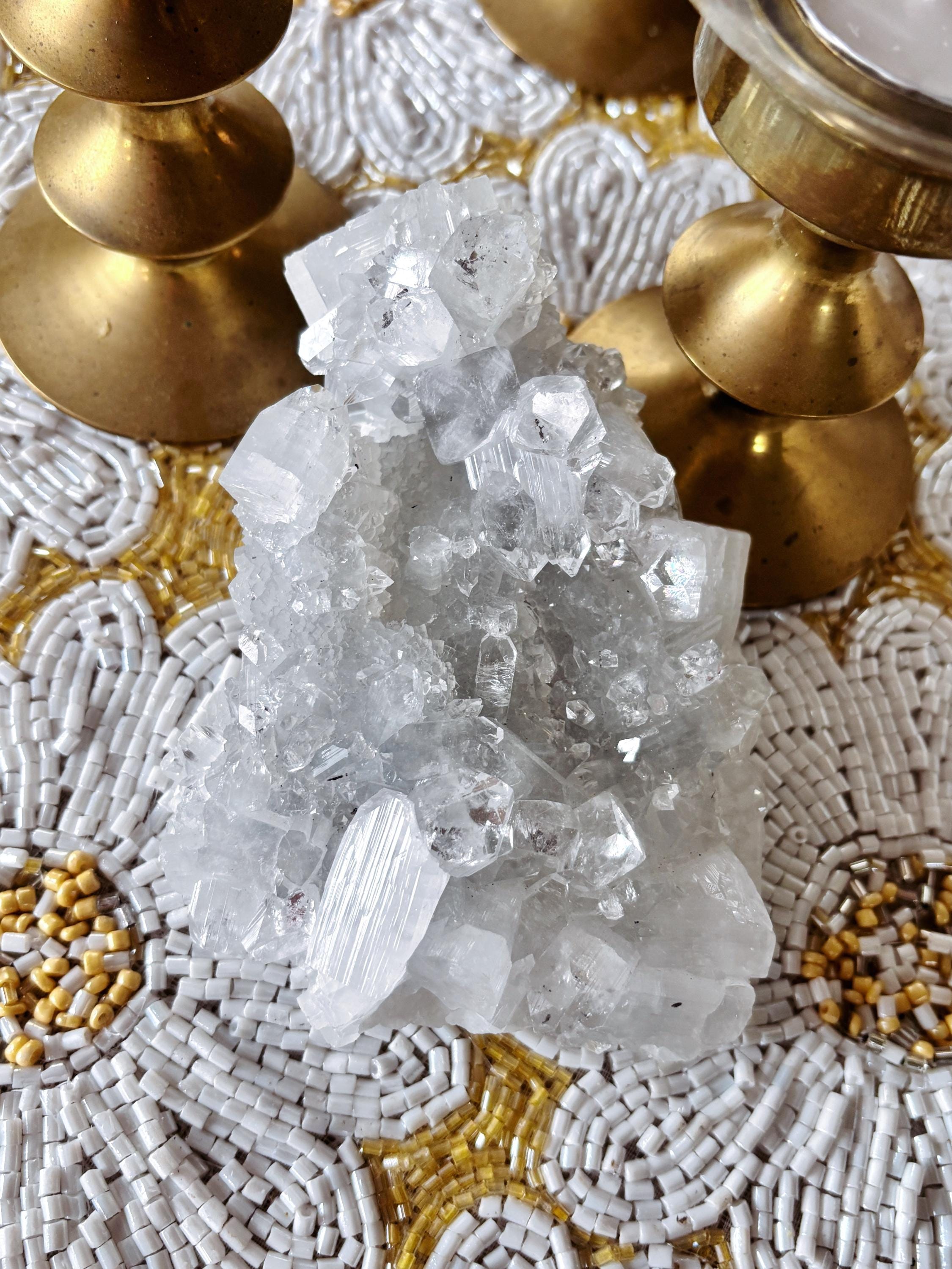 Large Apophyllite Crystal Cluster, Raw Blue Diamond Apophyllite Specimen