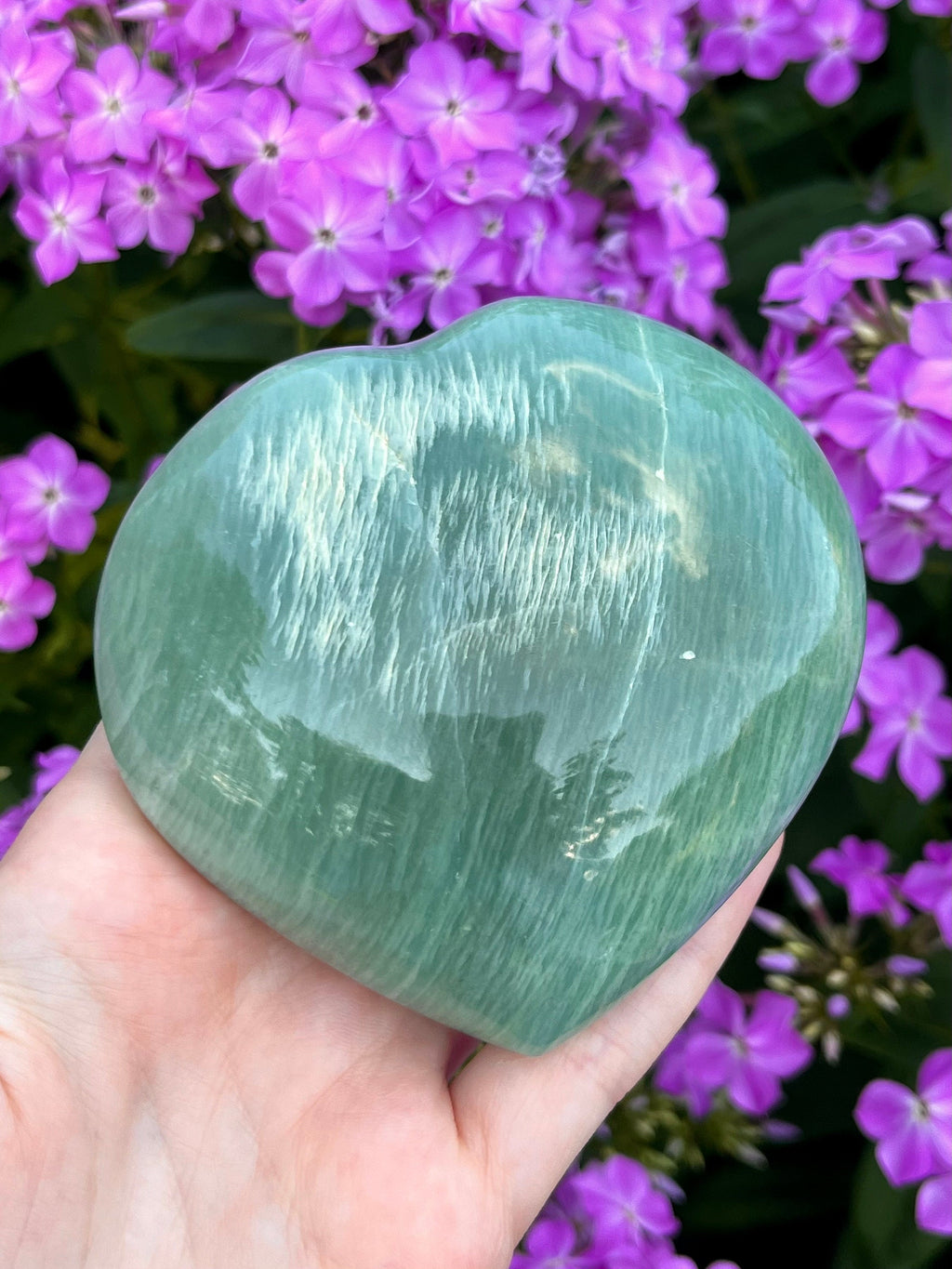 Large Green Moonstone (Garnierite) Crystal Heart