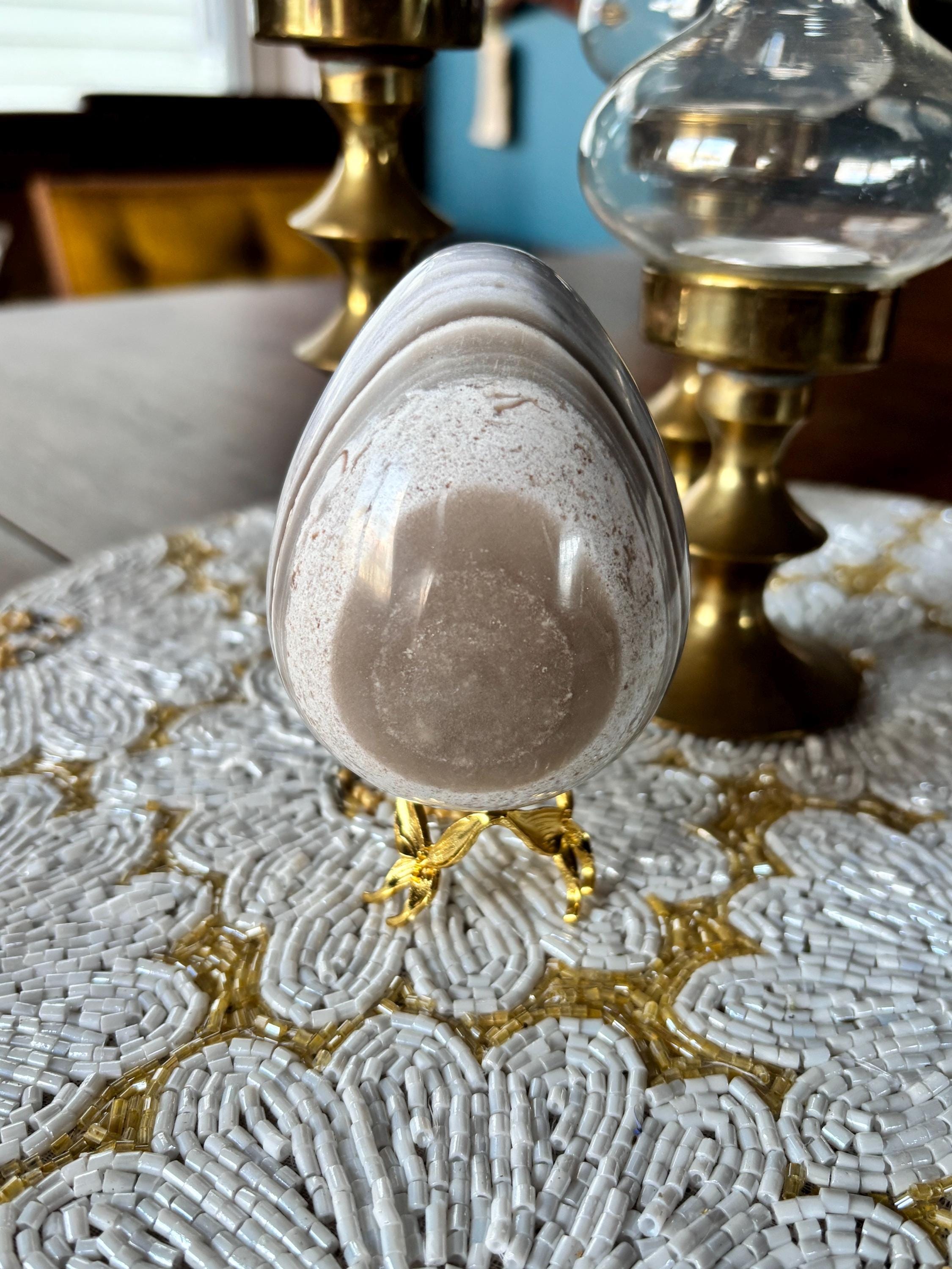 Large Blue Ocean Jasper Egg, Sea Jasper Crystal Carving