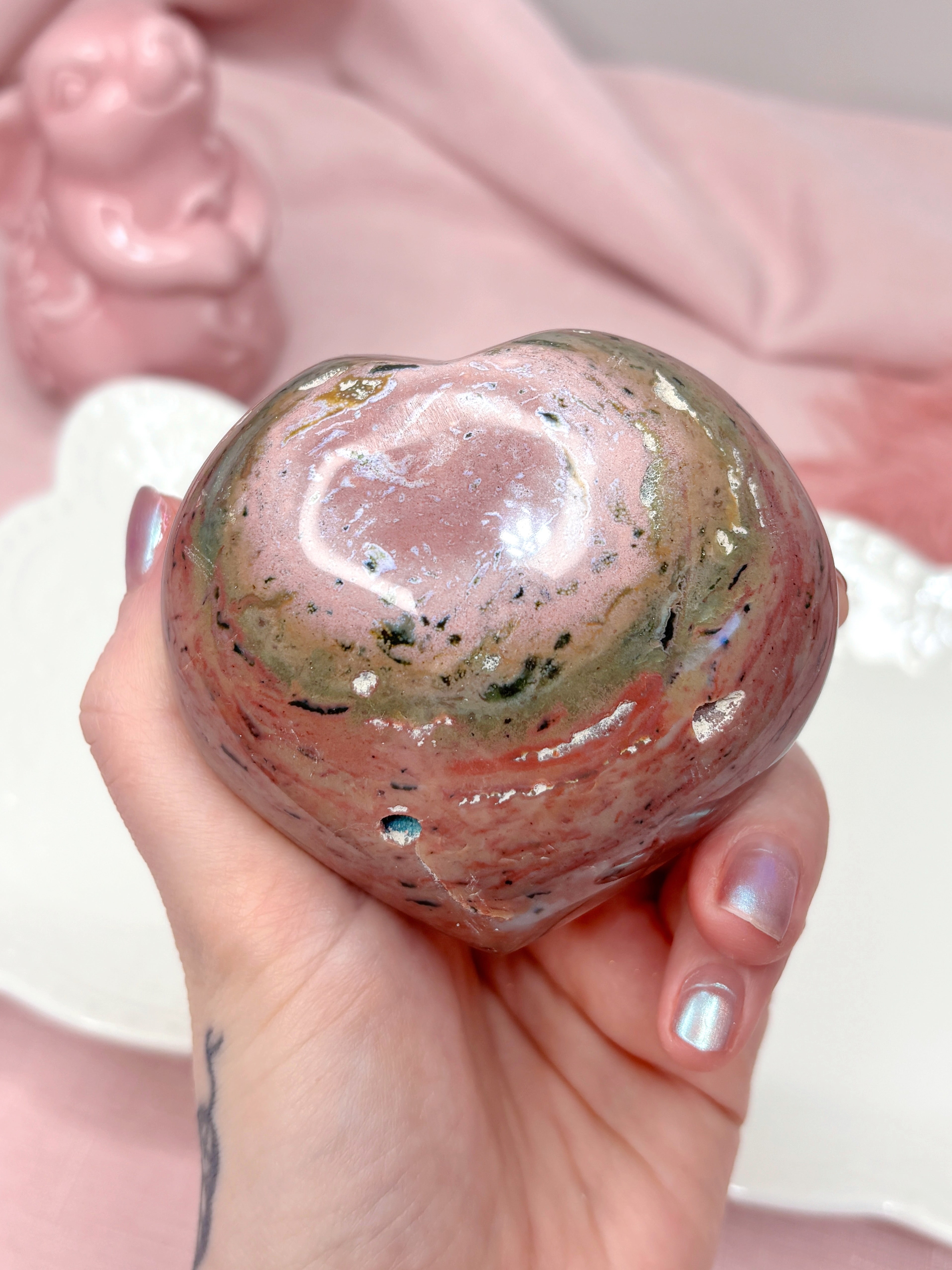 Pink & Red Sea Jasper Heart