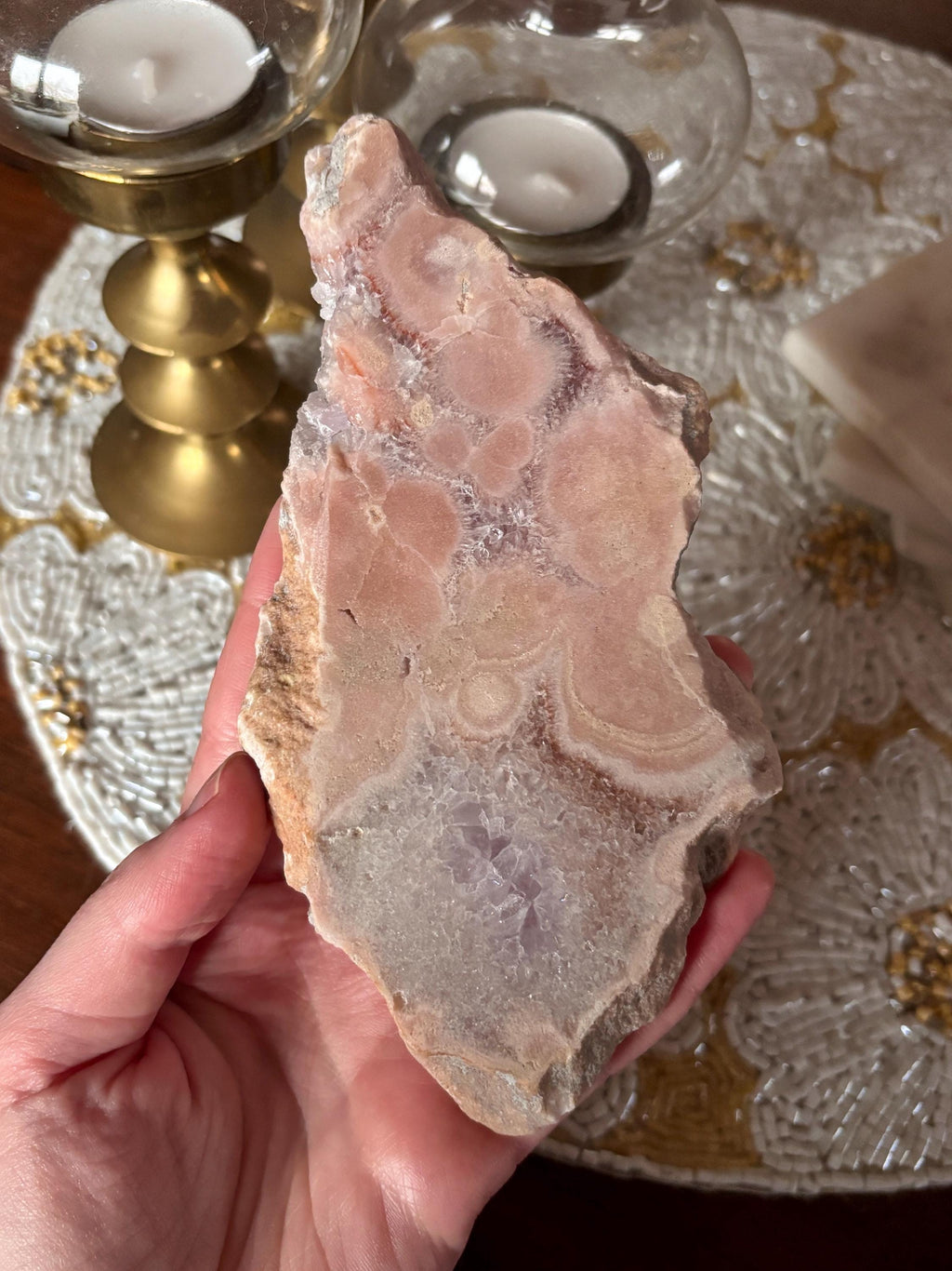 Pink Amethyst Flower Agate Slab