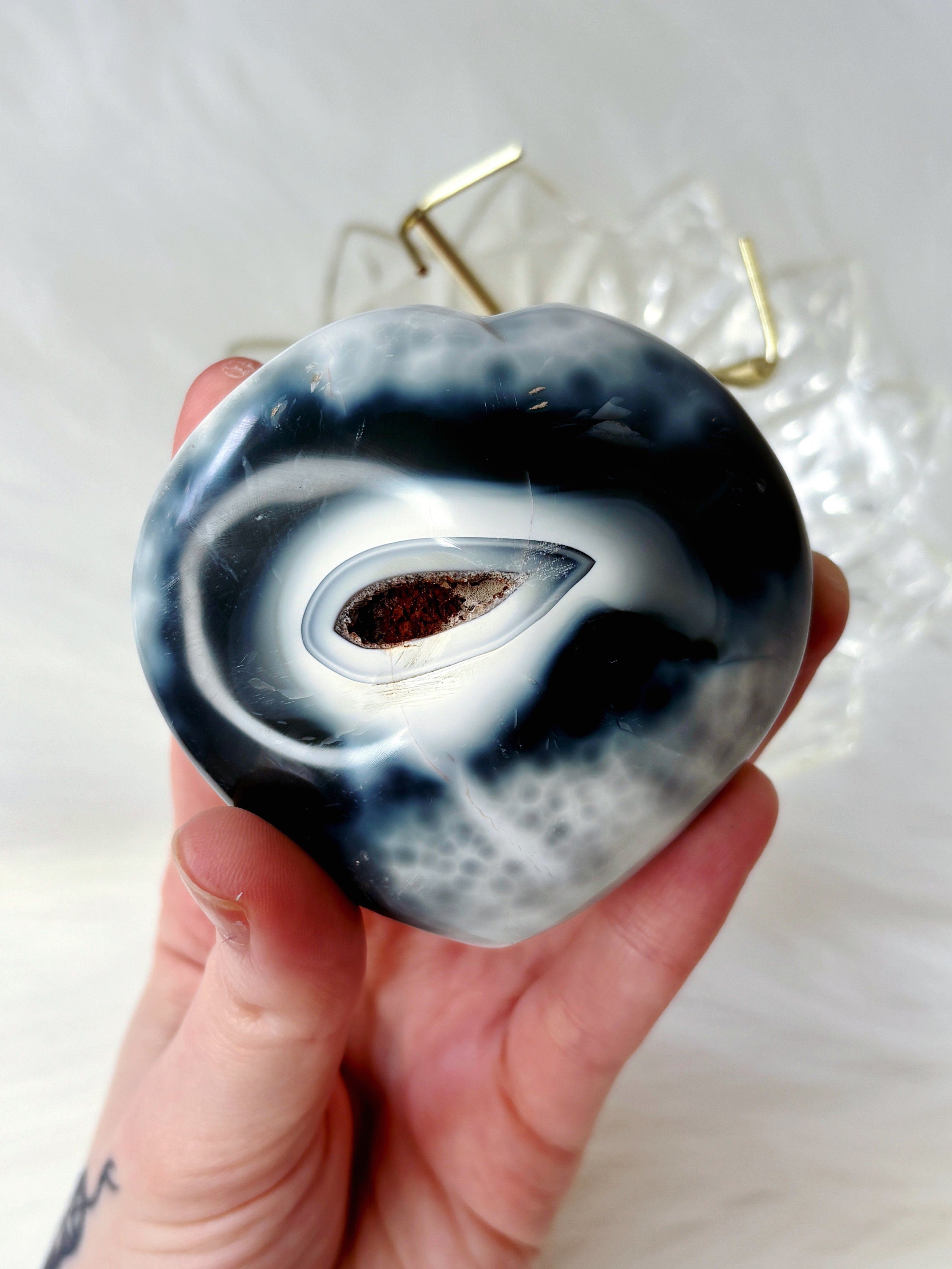 Orca Agate Crystal Heart