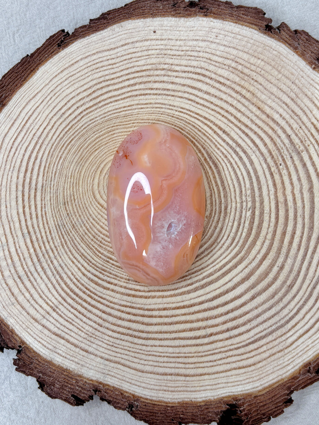 Peach Carnelian Flower Agate Palmstone