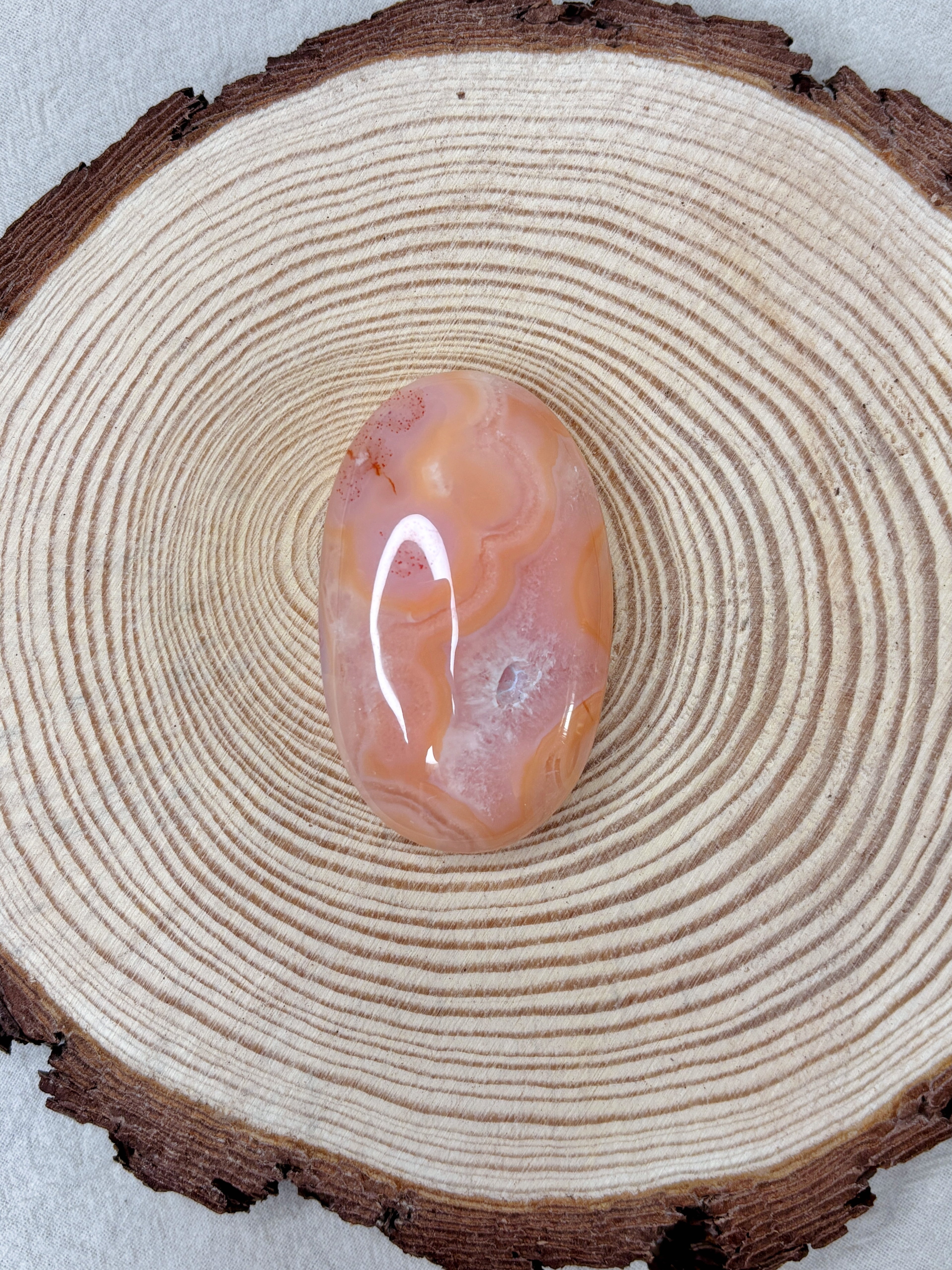 Peach Carnelian Flower Agate Palmstone