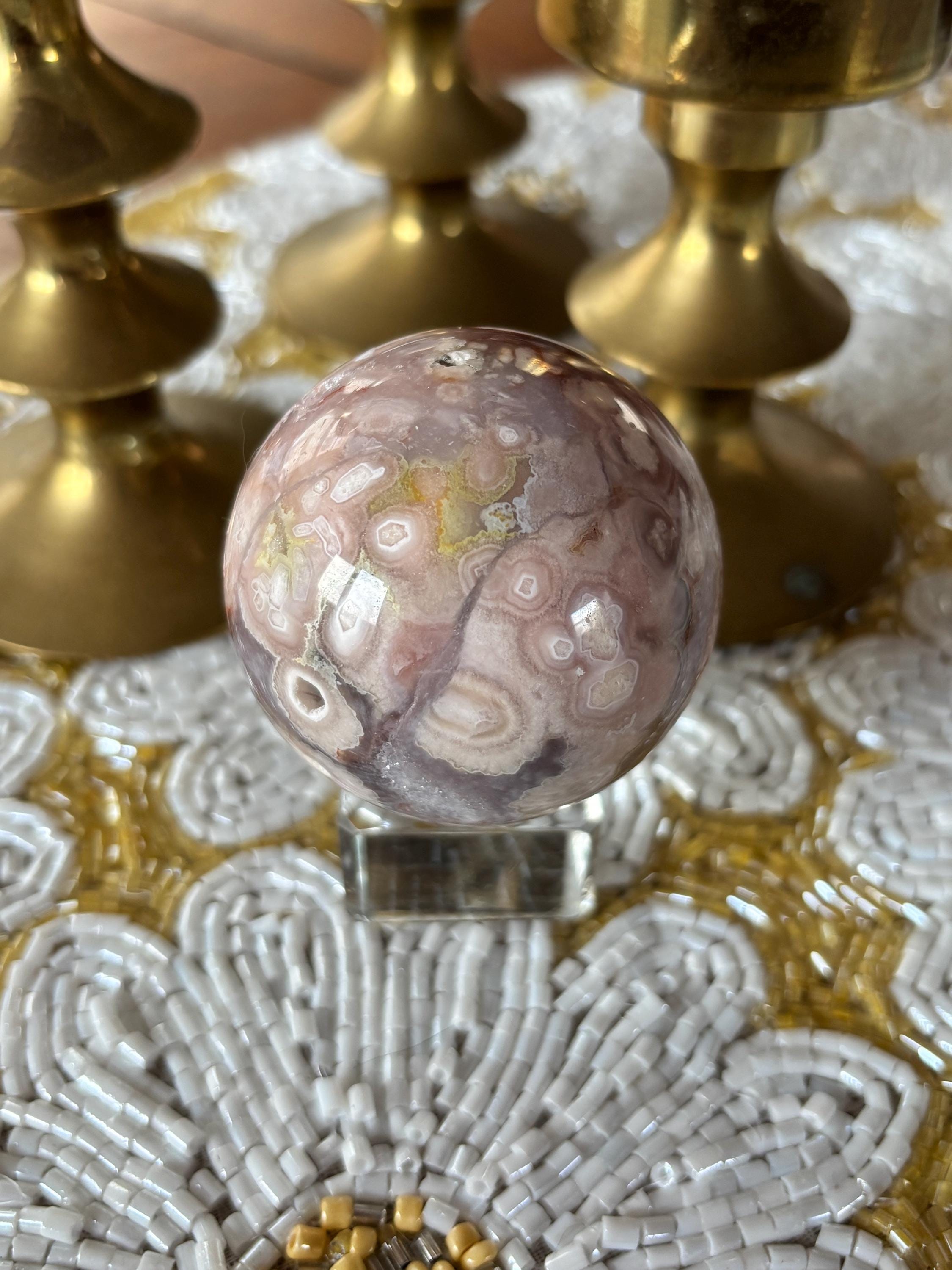 Pink Amethyst Flower Agate Sphere