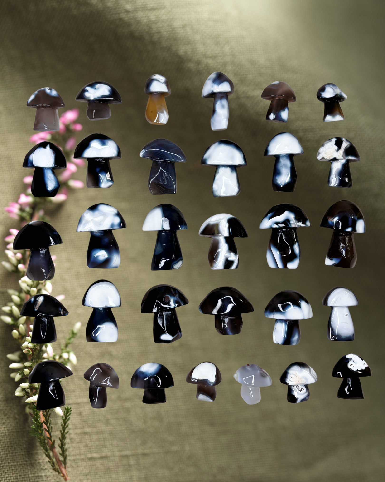 Yellow Orca Agate Mushroom Crystal, Hand Carved Gemstone Mushroom