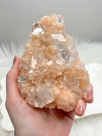 Peach Stilbite with Diamond Apophyllite, Raw Mineral Specimen