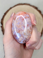 Pink Carnelian Flower Agate Palmstone