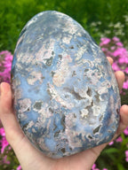 Huge Ocean Jasper Freeform, Polished Blue & Pink Sea Jasper Cut Base