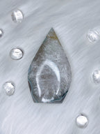 Quartz Agate Freeform, Rainbow Clear Quartz with Blue Green Banded Agate & Golden Healer Quartz Inclusions