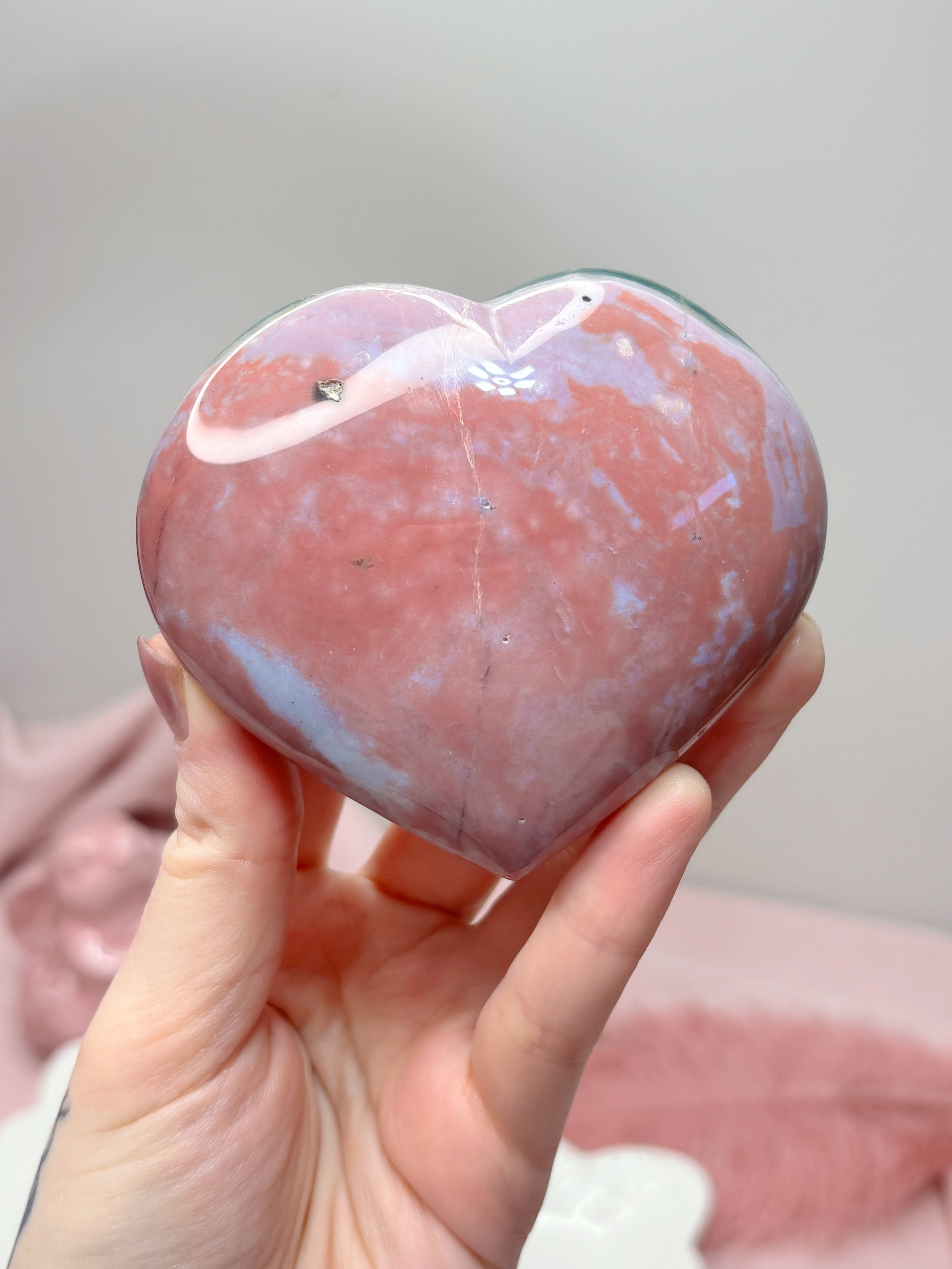 Pink Ocean Jasper Heart