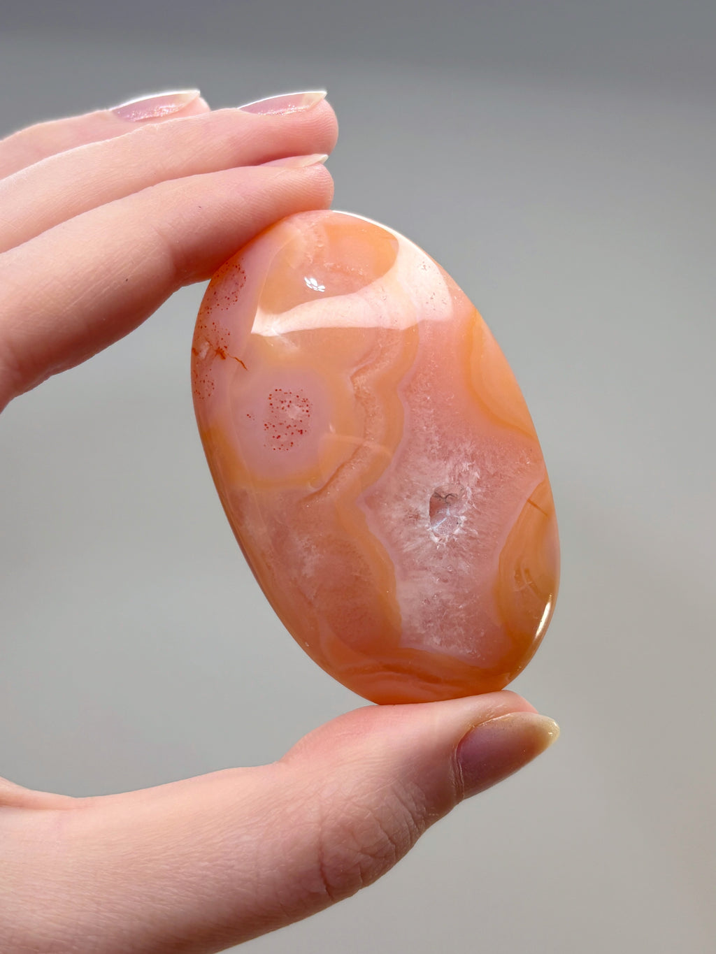 Peach Carnelian Flower Agate Palmstone