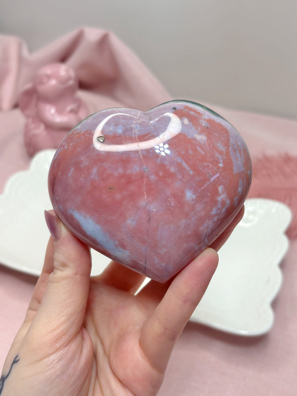 Pink Ocean Jasper Heart